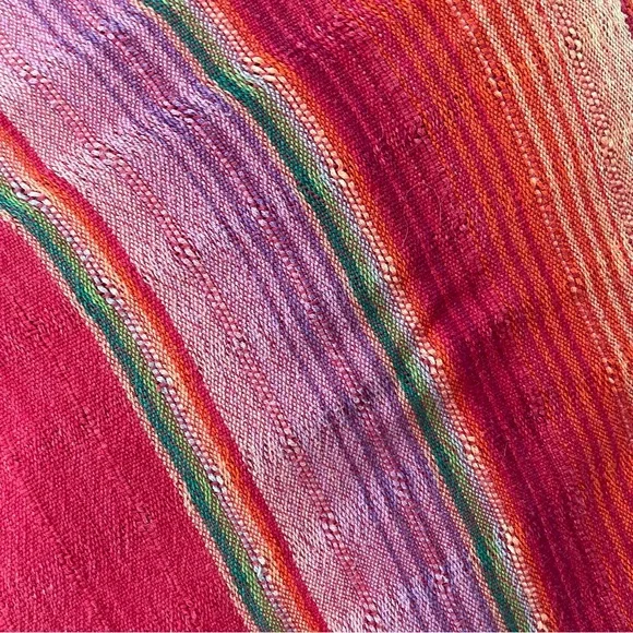 VINTAGE SARAPE COTTON WRAP SKIRT RAINBOW MULTICOLOR STRIPED MIDI - Picture 10 of 13